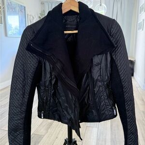 BCBGMaxAzria Women's Black Quilted Leather Jacket